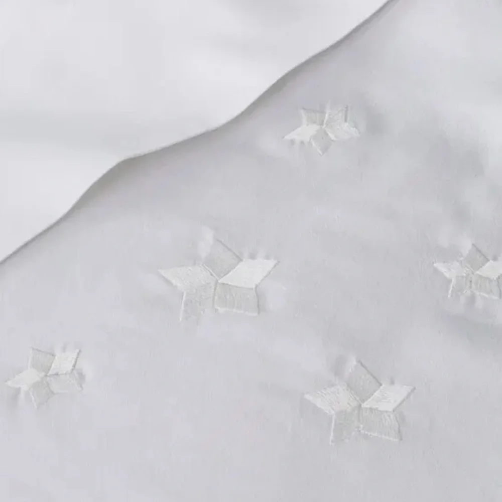 Aqua Knife Edge Egyptian Cotton Duvet Cover Sham Set Full Queen White